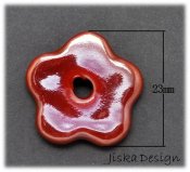 Porslins Blomma Flat Röd 23mm