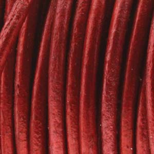 Läderband Metallic Red 2mm 1meter