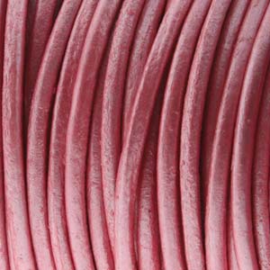 Läderband Metallic Pink 2mm 1meter