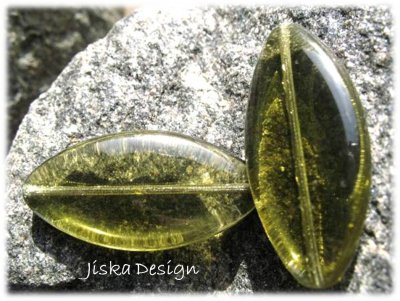 Jablonex Glaspärla Olivgrön 38x18mm